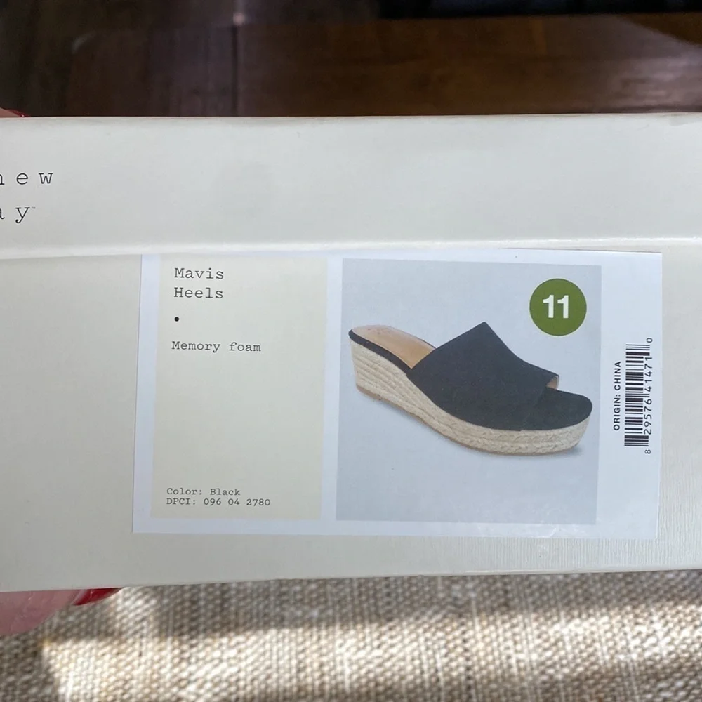 A new day Mavis Heels black espadrille mule slip on size 11